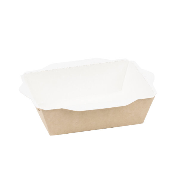 Sushi Tray 400ml, kraft/weiß + PET Deckel (400 Stk.)