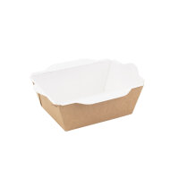 Sushi Tray 450ml, kraft/weiß + PET Deckel (400 Stk.)