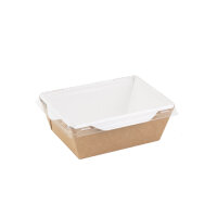 Sushi Tray 450ml, kraft/wei&szlig; + PET Deckel (400 Stk.)