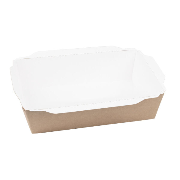 Sushi Tray 1000ml, kraft/weiß + PET Deckel (150 Stk.)