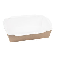 Sushi Tray 1000ml, kraft/wei&szlig; + PET Deckel (150 Stk.)