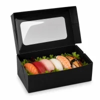 Sushi Faltbox 1, kraft in mattschwarz, mit Fenster,...