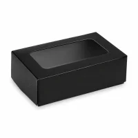 Sushi Faltbox 1, kraft in mattschwarz, mit Fenster, 160x100x50mm (600 Stk.)
