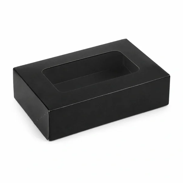 Sushi Faltbox 4, kraft in schwarz/weiß, mit Fenster, 190x130x50mm (600 Stk.)