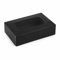 Sushi Faltbox 4, kraft in schwarz/wei&szlig;, mit Fenster, 190x130x50mm (600 Stk.)