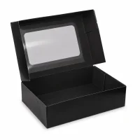 Sushi Faltbox 4, kraft in schwarz/wei&szlig;, mit Fenster, 190x130x50mm (600 Stk.)