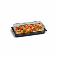 PET Sushi Schale L, schwarz, 185x130x20,5mm + PET Deckel...
