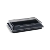 PET Sushi Schale XL, schwarz, 213,5x134x20,5mm + PET...