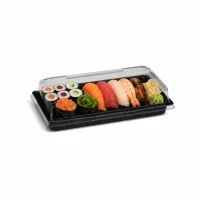 PET Sushi Schale XL, schwarz, 213,5x134x20,5mm + PET...
