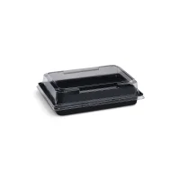 PET Sushi Schale M, schwarz, 163x112x21,1mm + PET Deckel...