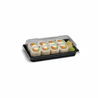 PET Sushi Schale M, schwarz, 163x112x21,1mm + PET Deckel...