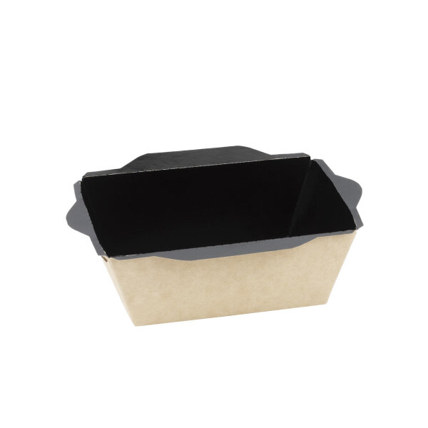 Sushi Tray 450ml, kraft/schwarz + PET Deckel (400 Stk.)